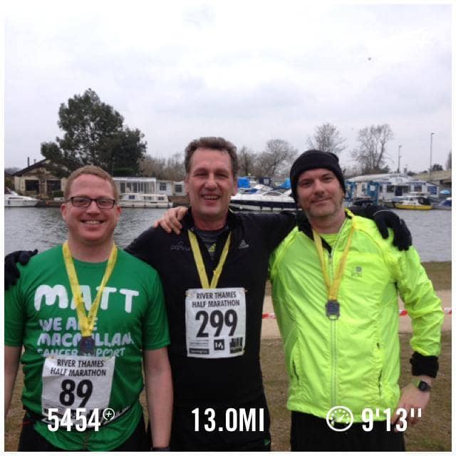 The River Thames Marathon, with Matthew, Richard and me.