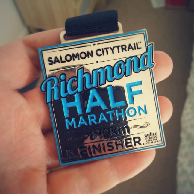 My Richmodn Half finishers medal.